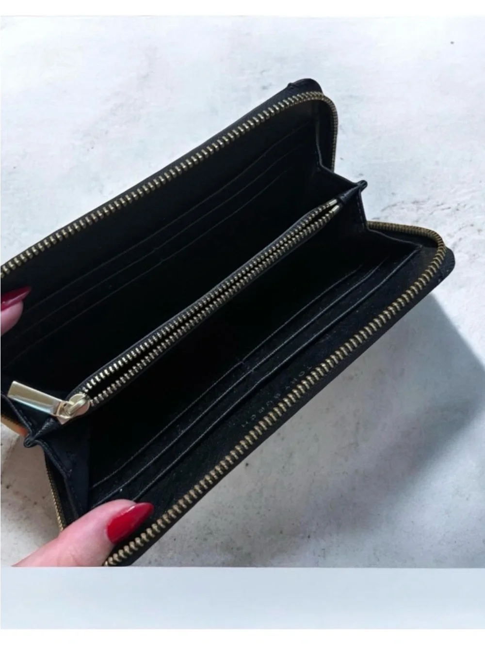 Like New ~ Tory Burch Black Zip-Around Wallet with Studded Grid